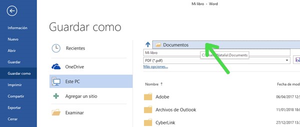 exportar tu archivo de Word a PDF