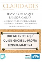 Claridades 14/2 (2022): Filosofía de lo que es mejor callar Claridades 14/2 (2022): Filosofía de lo que es mejor callar